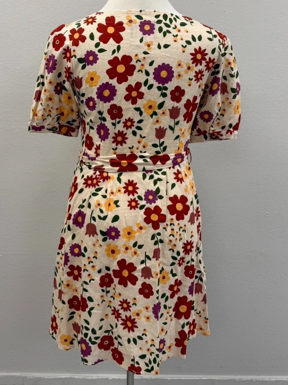 ModCloth X Princess Highway Cream Floral Button-Front Mini Dress - Size 14 - Picture 2 of 3